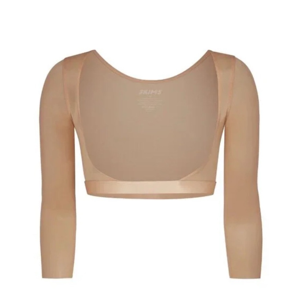 SKIMS Long Sleeve Sheer Shaping Crop Top in Nude